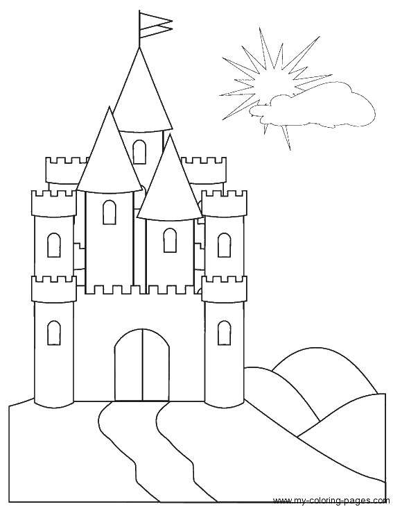 Раскраска замка и башни (замки, башни)