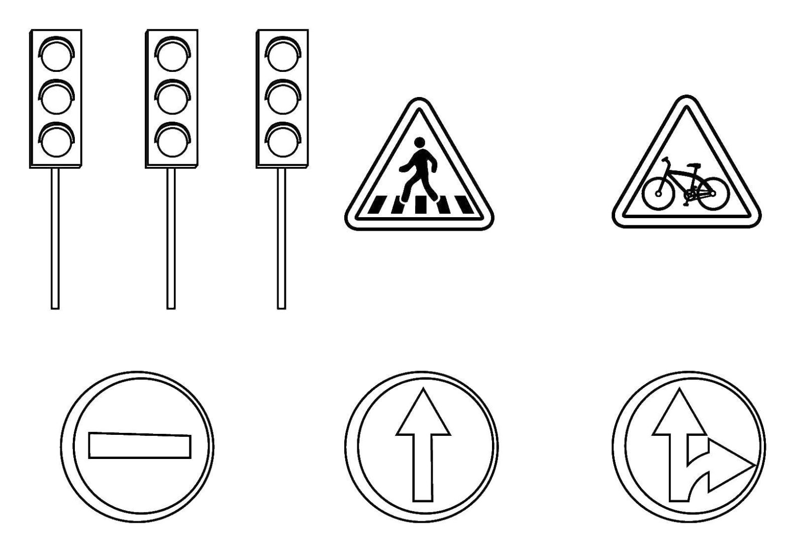 Раскраска дорожного знака для детей (светофор, дети)