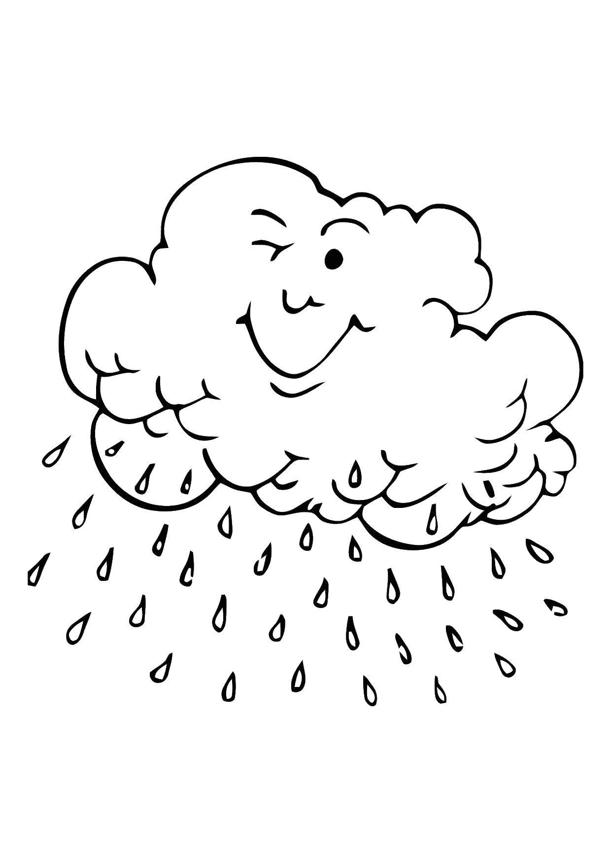 Раскрашенная картинка погоды - дождь и тучи (погода, дождь, тучи)