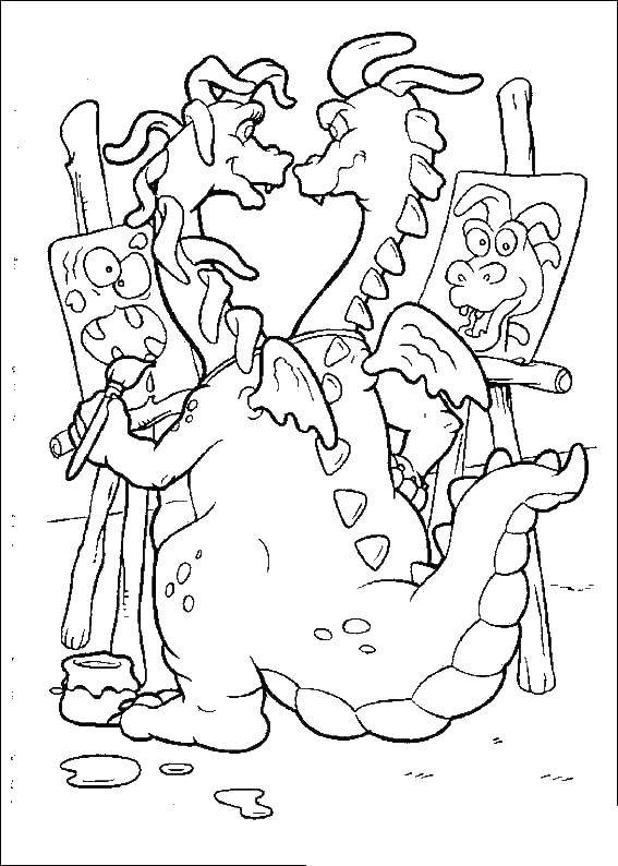 Раскраска дракона из мультфильма Мультики (мультики)
