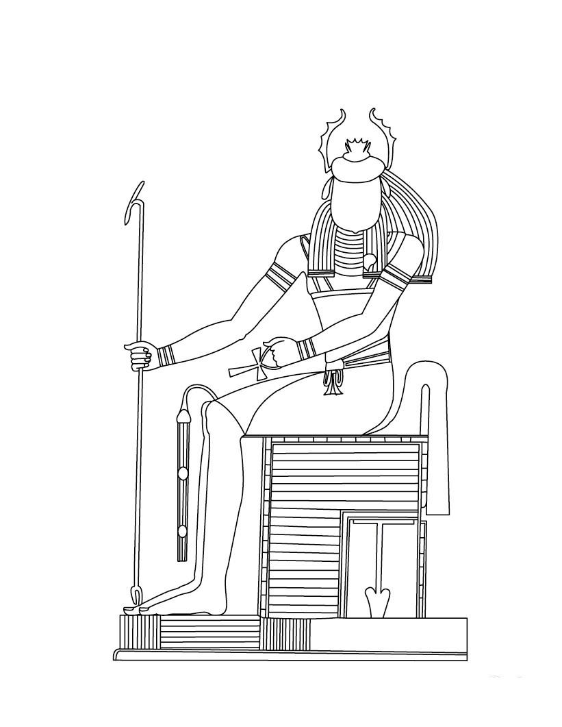 Раскраска бога египта и человека с головой скоробея (древний, бог)