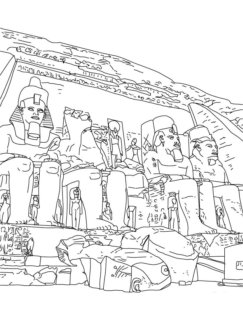 Раскраска храма в древнем Египте для мальчиков (храмы)