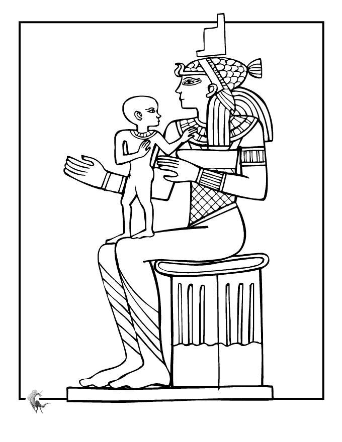 Раскраска принцессы Египта с ребенком для мальчиков (принцесса)