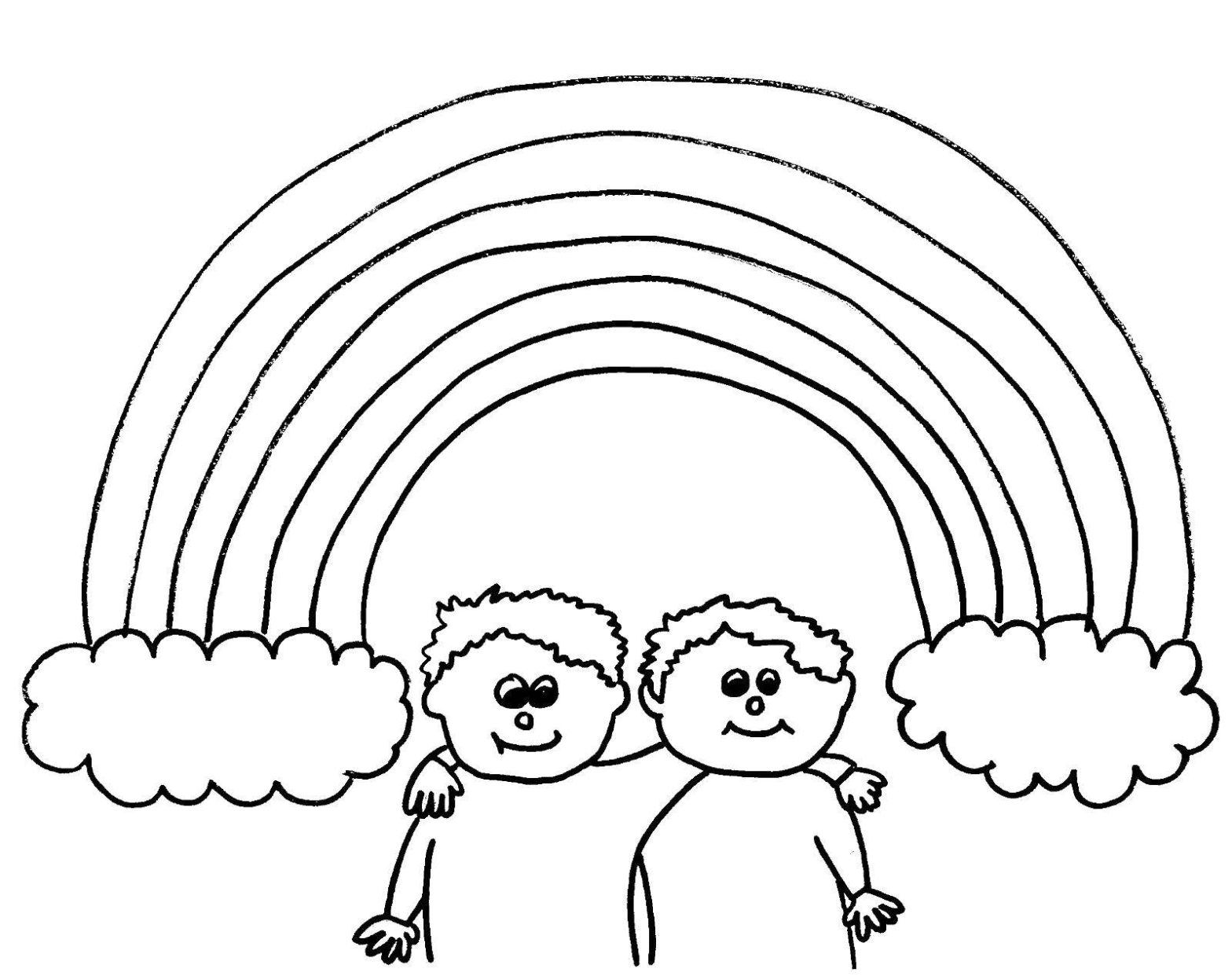 Раскраска Радуга, облака, друзья для детей (Радуга)