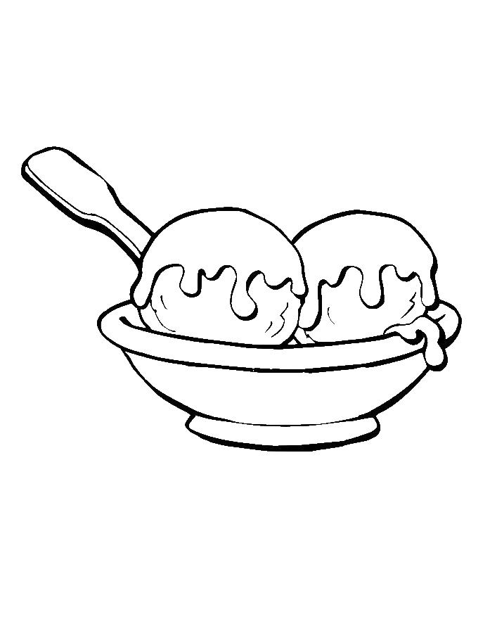 Раскраска с изображением двух шариков мороженого для девочек (девочки)