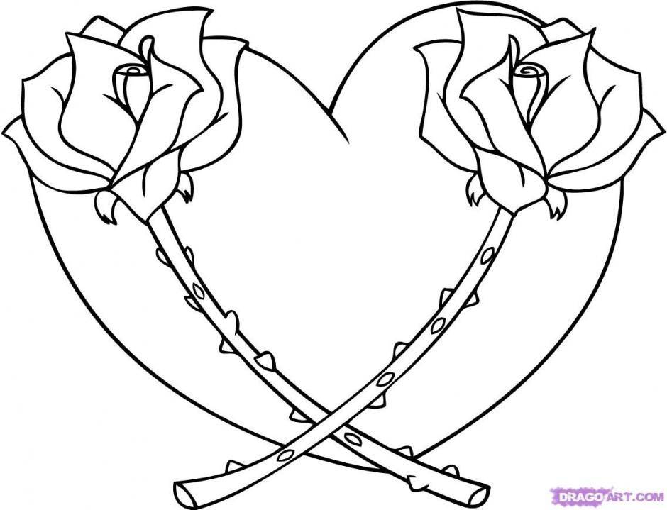 Раскраски Сердечки Сердце, Розы, Шипы для девочек (сердечки, сердце, розы, шипы, красивые, изображения)
