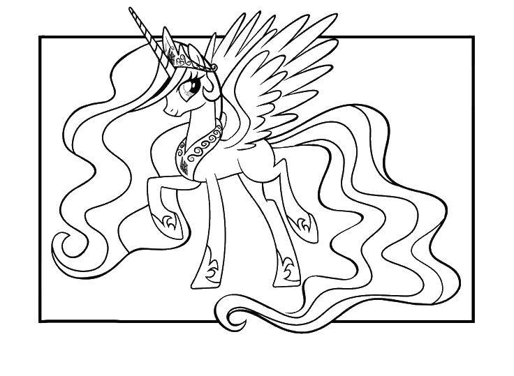 Раскраска Мой Маленький Пони с изображением пони, хвостов и корон (корона)