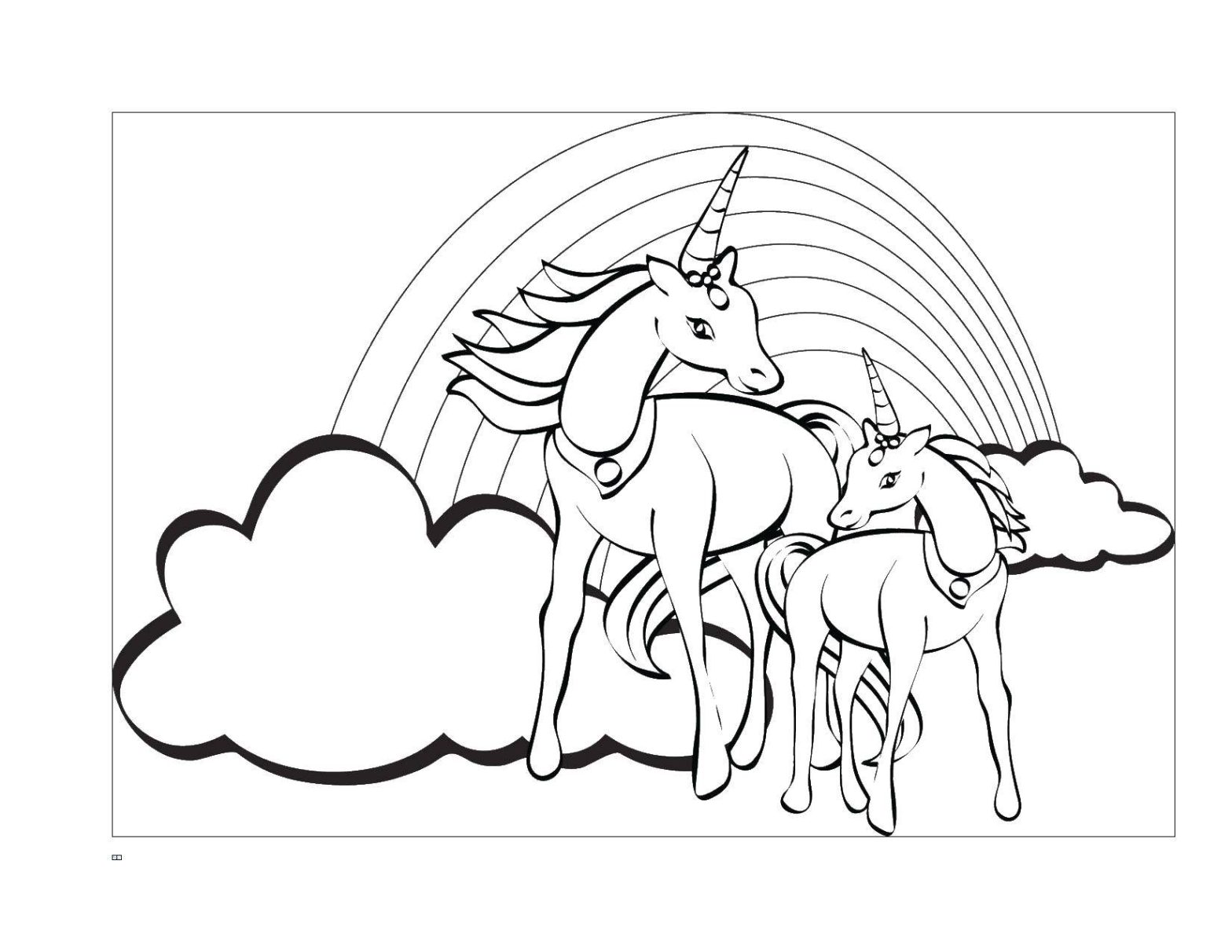 Раскраска лошади и единорога на радуге (лошади, единороги)