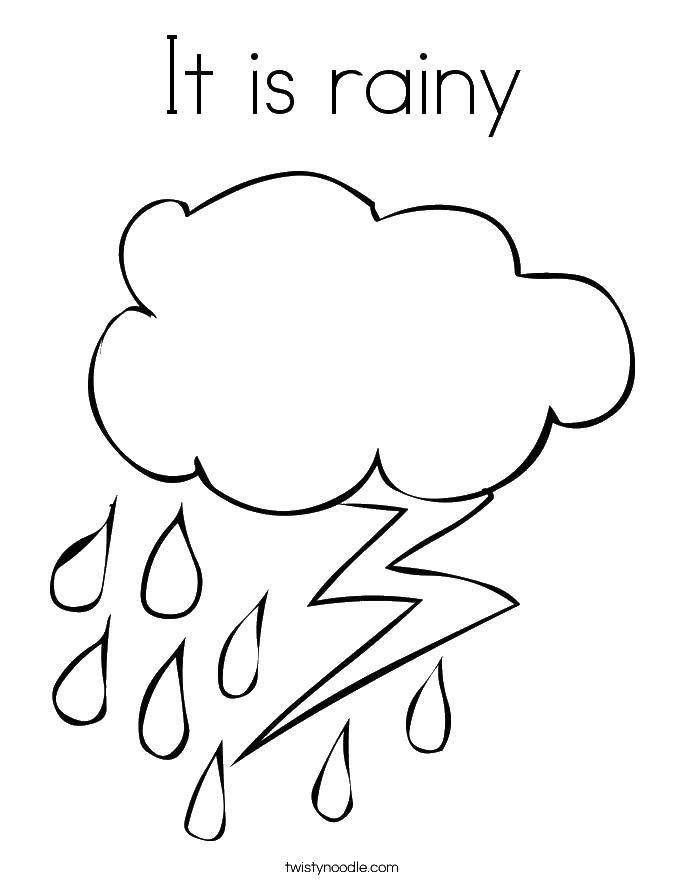 Раскраска с изображением Дождя и туч (тучи)