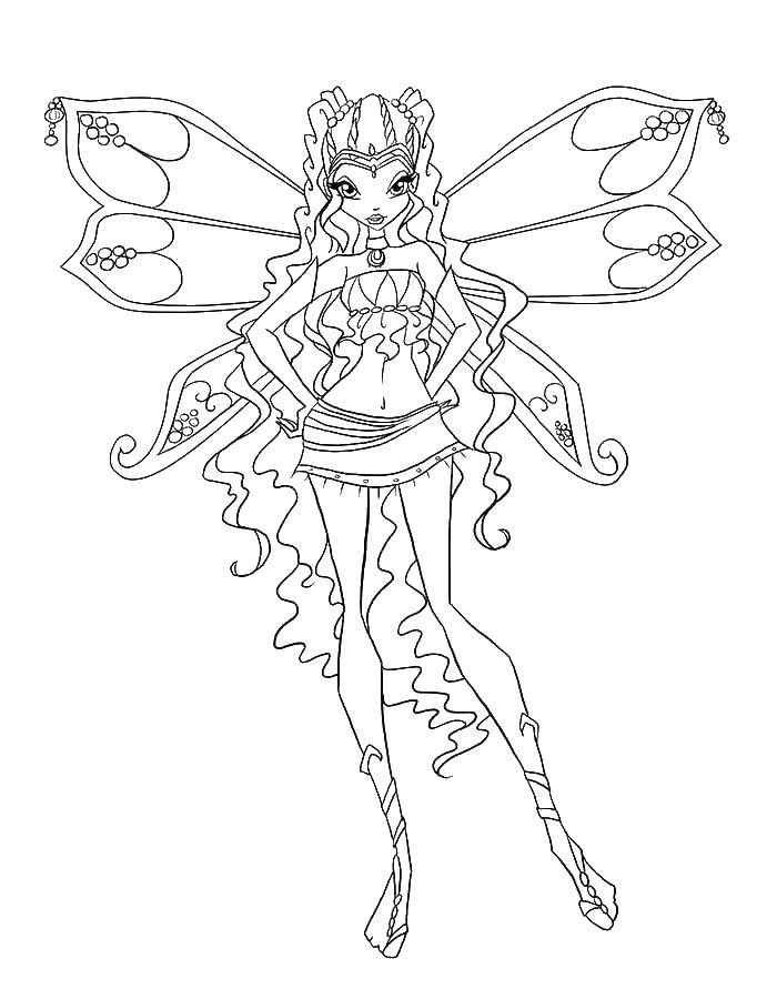 Раскраска Винкс феи с крыльями для девочек (Винкс, фея, крылья)