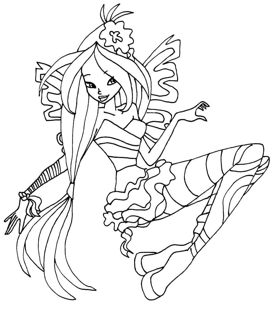 Раскраска Винкс феи с крыльями для девочек (винкс, феи)