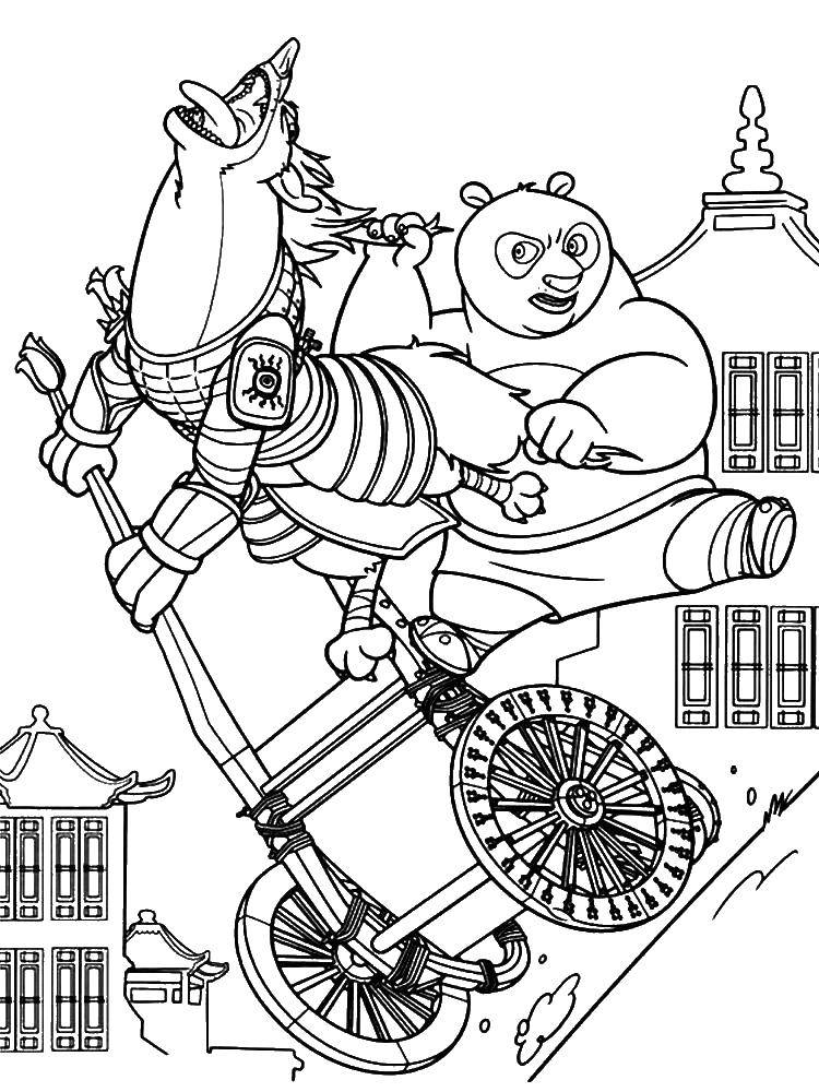 Раскраска Кунг Фу Панда с Генералом Волком для детей всех возрастов