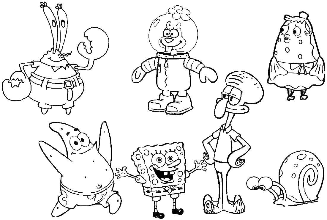 Раскраски Спанч Боб - губка из мультфильма Бикини ботом для детей (губка)