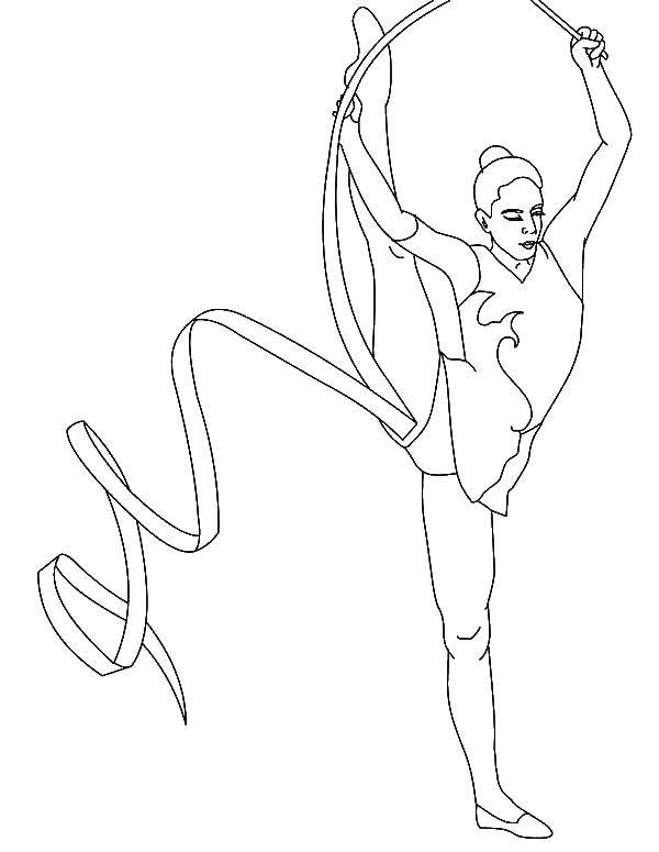 Раскраска гимнастка с ленточкой (гимнастка)