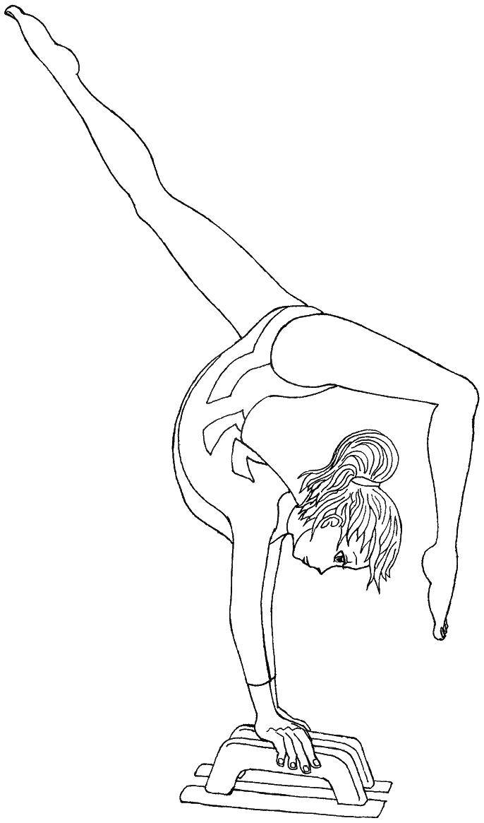 Раскраска девушки занимающейся гимнастикой (гимнастика, девушка)