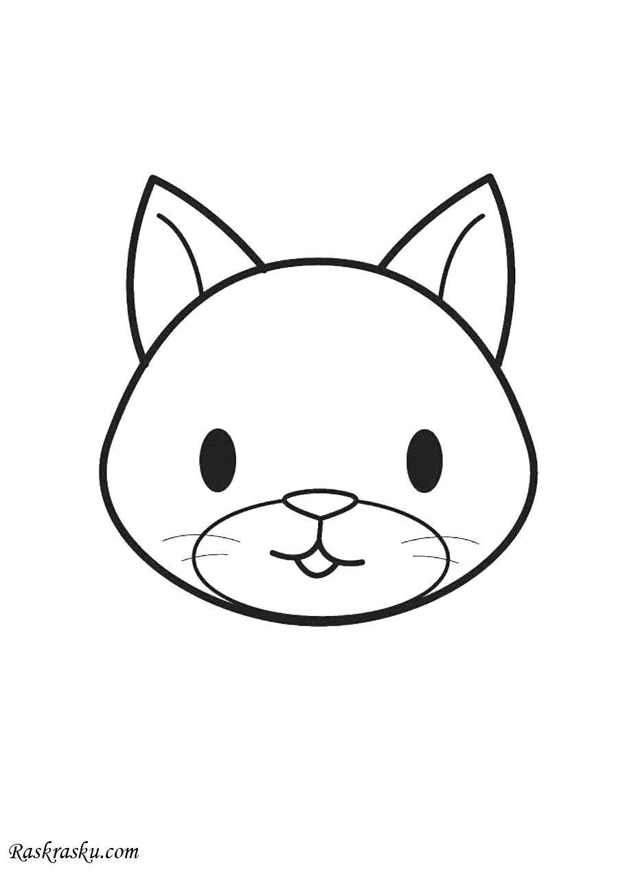 Раскраска котика с ушками (котики, ушки, голова)