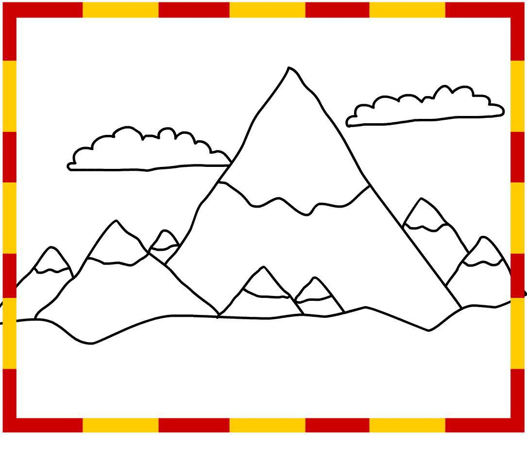Раскраска с горами и облаками для детей мальчиков (горы, облака)