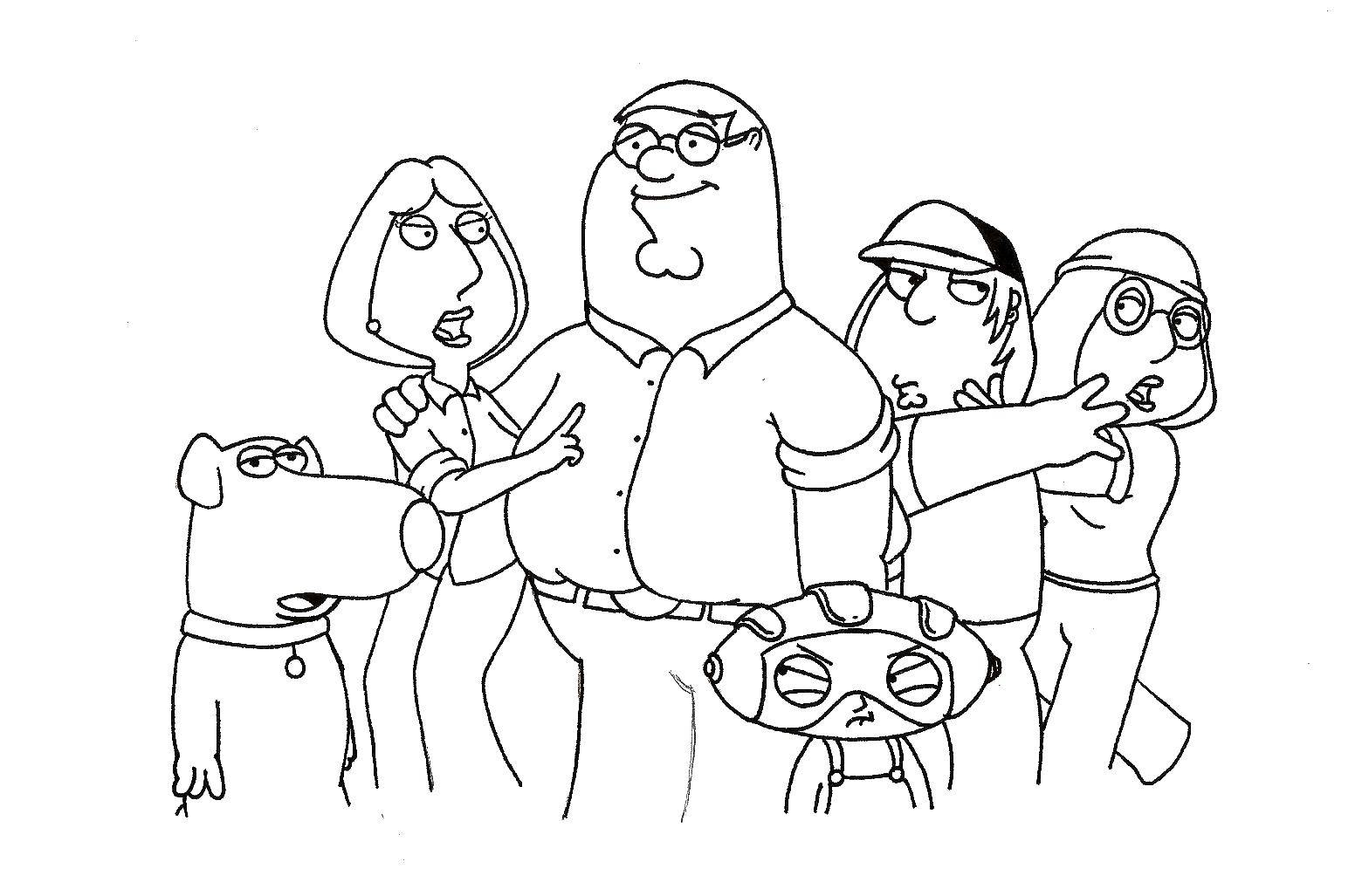 Раскраски Члены семьи Гриффины из мультфильма (Члены, семьи, мультфильм, развивающая, деятельность)
