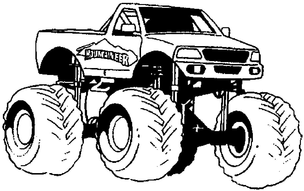 Раскраски для мальчиков: Грузовик Бигфут с большими колесами (грузовик, бигфут, колеса)