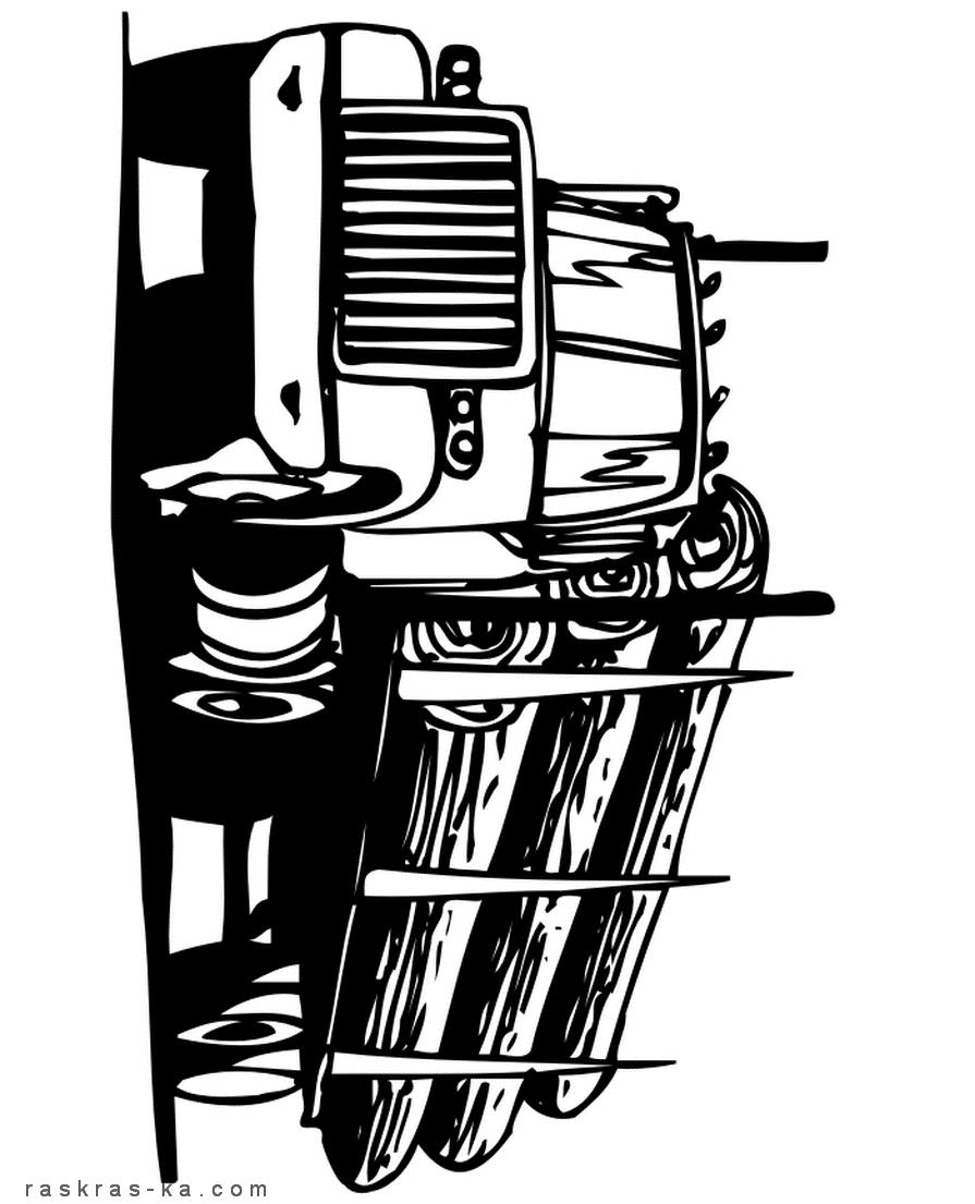 Раскраска для мальчиков: грузовик перевозки бревен (грузовик)