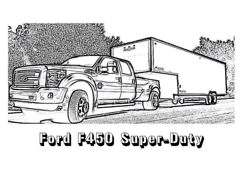Раскраски грузовиков Ford F450 для мальчиков (грузовики, Ford, F450)
