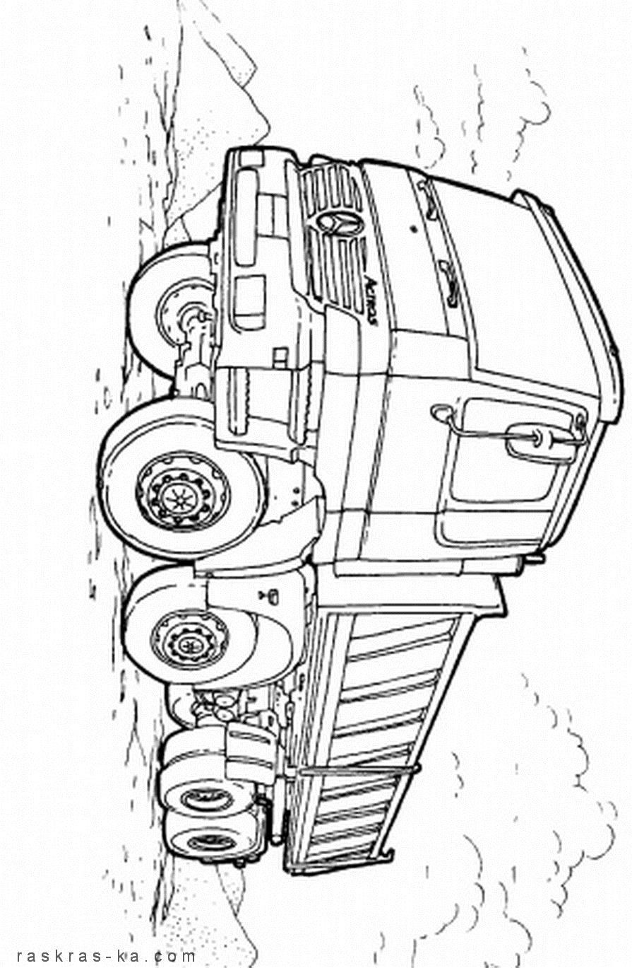 Раскраски Грузовик Мерседес для мальчиков (грузовик, мерседес)