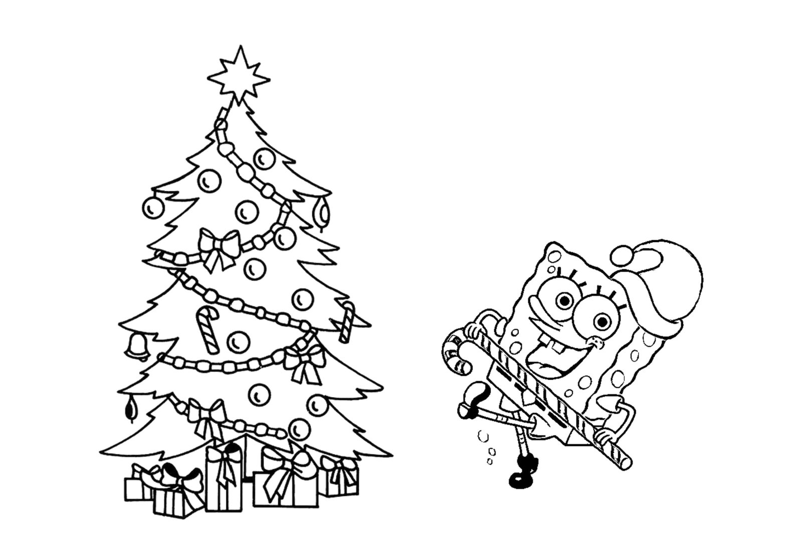 Раскраска рождественского персонажа из мультфильма Спанч Боб для детей (персонаж)