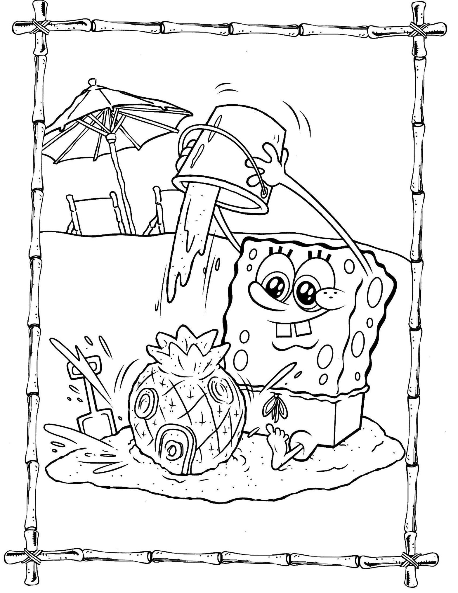 Раскраска персонажа из мультфильма Губка Боб