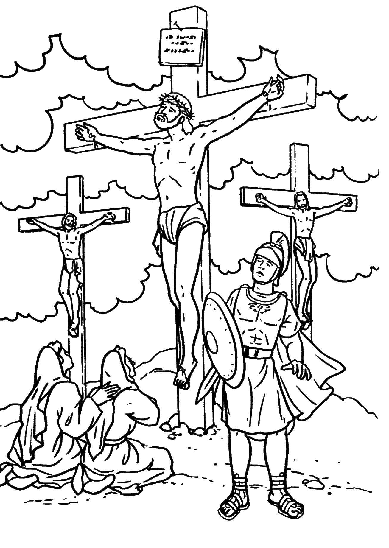 Раскраски крест Иисус, - бесплатные распечатки для детей (крест, Иисус)