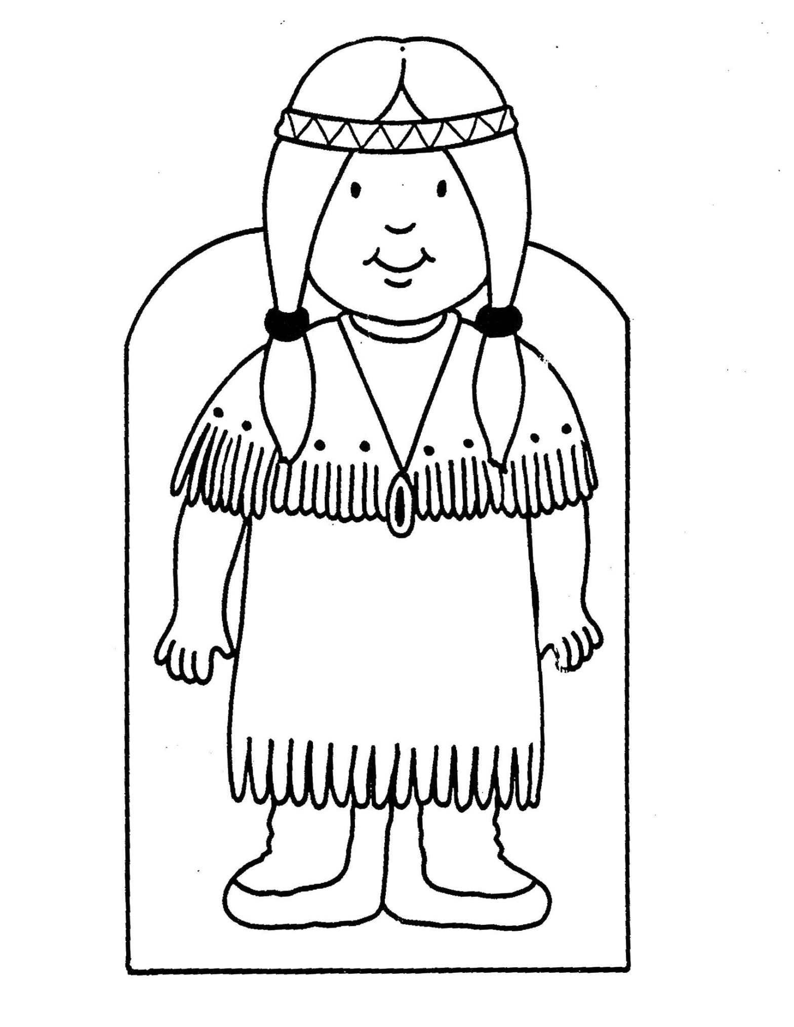 Ребенок раскрашивает картинку индейца (народы)