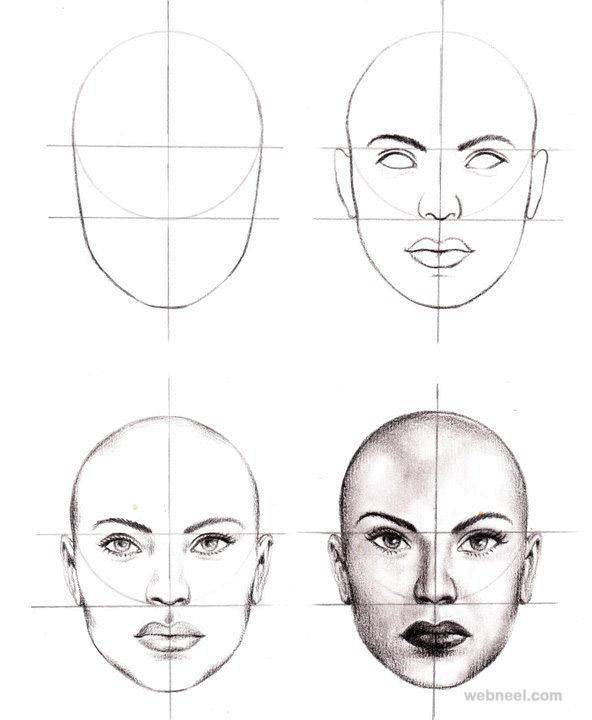 Раскраска женского лица - научитесь, как нарисовать лицо женщины пошагово (лицо, женщина, нарисовать, пошагово)
