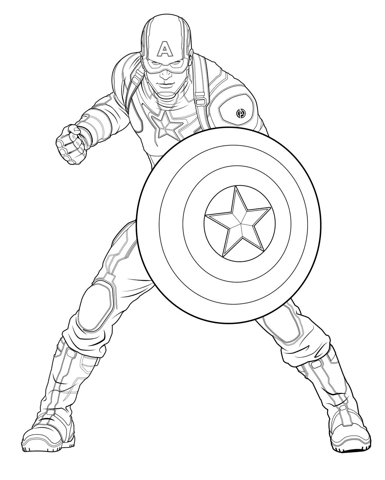 Раскраска Капитана Америка для мальчиков