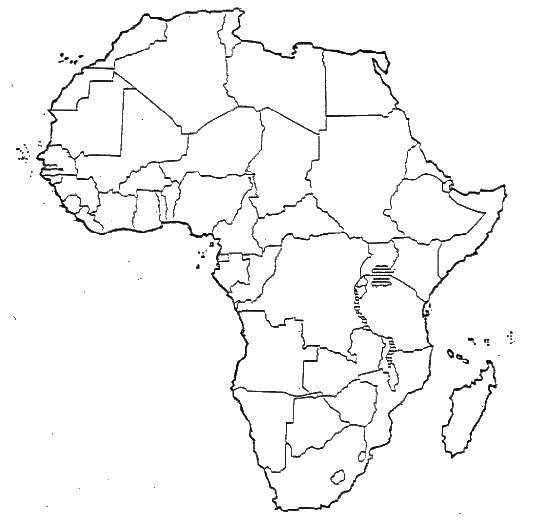 Раскраска жирафа на фоне карты Африки (Африка)