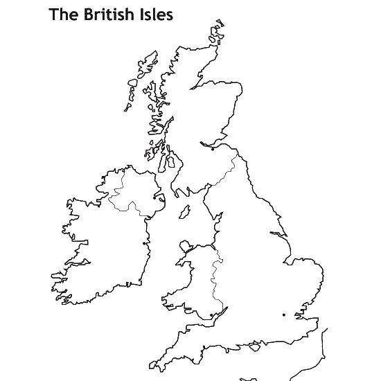 Раскраска карты Англии и Британского острова для детей (Англия)