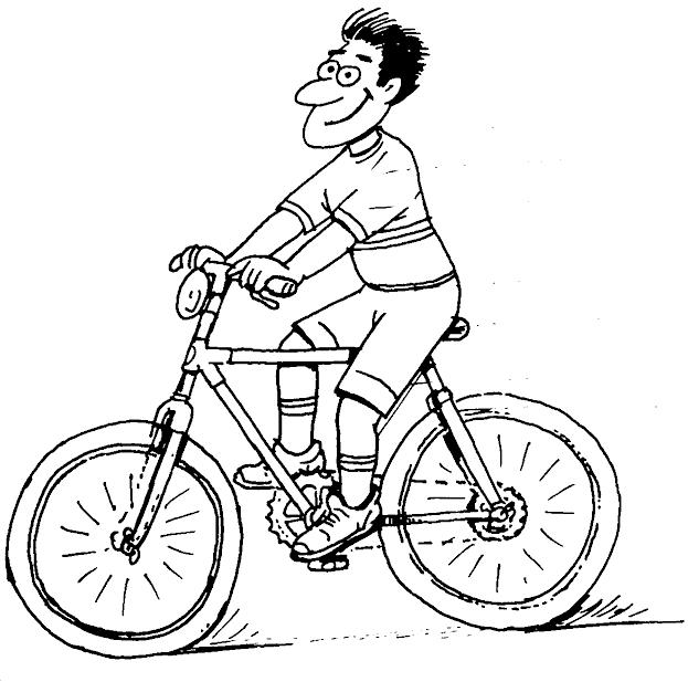 Раскраска для мальчика на тему катания велосипеде (ветер)