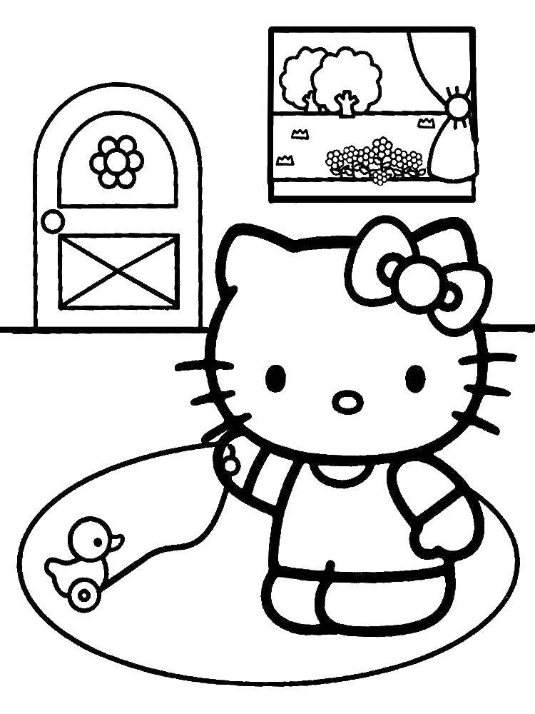 Раскраска Китти с милым котенком в короне (китти)