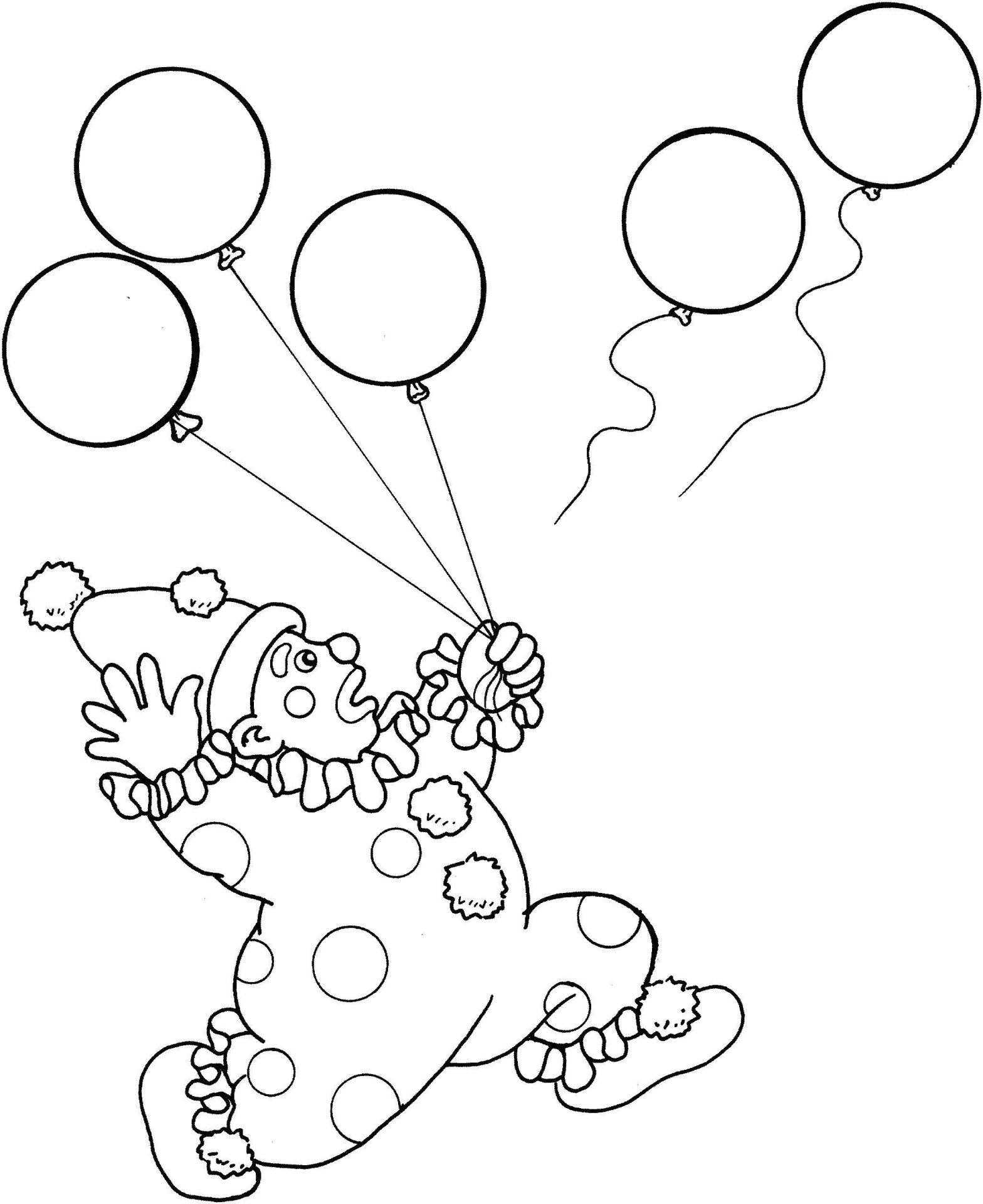 Раскраска с клоунами и шариками (клоуны, шарики)