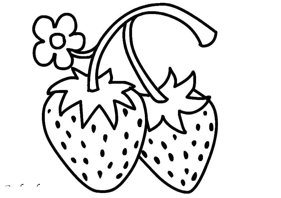 Раскраска с изображением свежей клубники (ягоды, клубника)