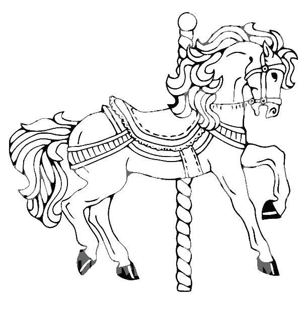 Раскраска игрушки карусель и конь для мальчиков девочек (игрушка, карусель, конь)