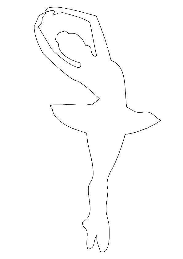 Контур балерины для вырезания на белом фоне (танцы, вырезание, дети, контуры, сцены)