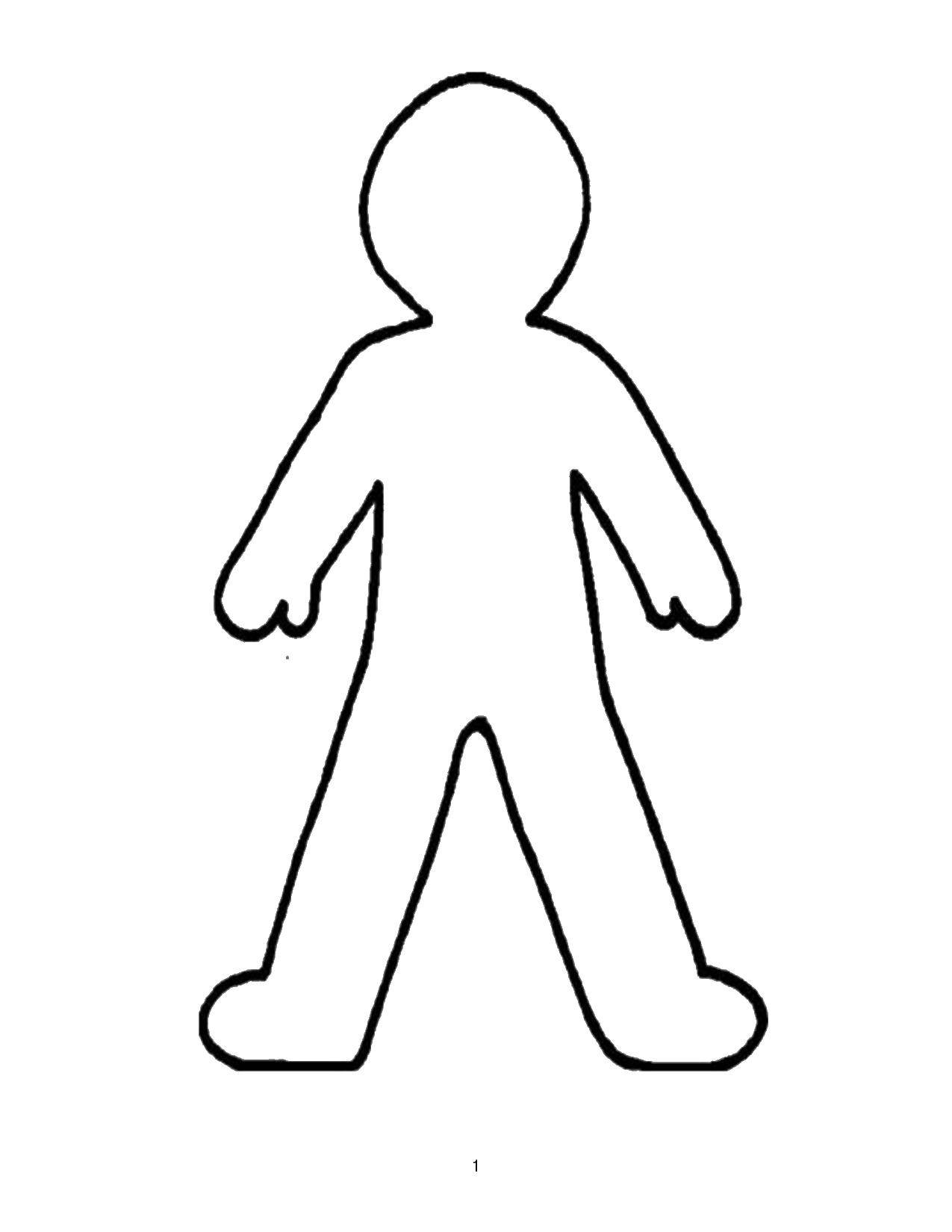 Раскраска контура девочки с руками и ногами (девочки, контур, ноги)