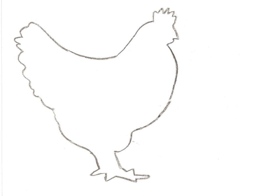 Контуры для вырезания птиц рисуем, курица (курица)