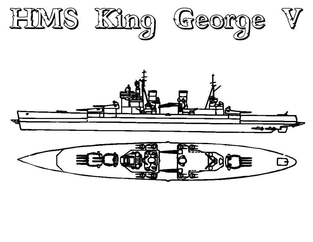Раскраски Корабль Король Георг: вид сверху и с боку для мальчиков (корабль)