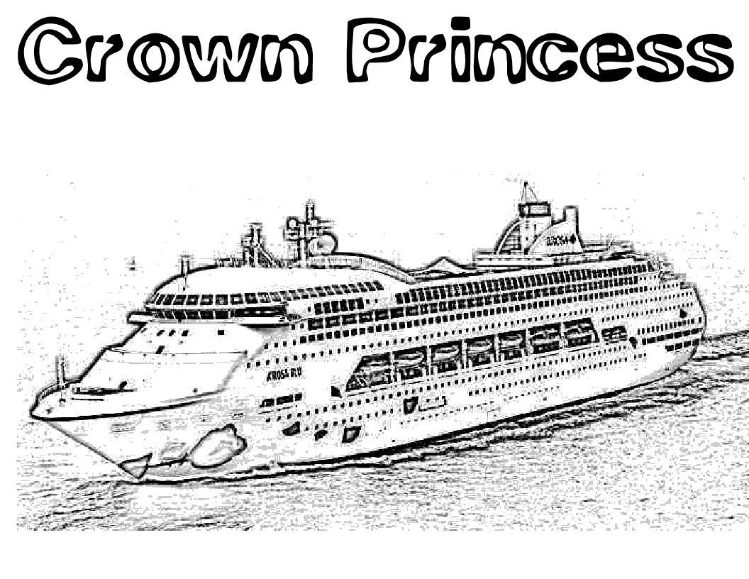 Раскраски для мальчиков: Корабль и корона принцессы (корабль, корона, принцессы)