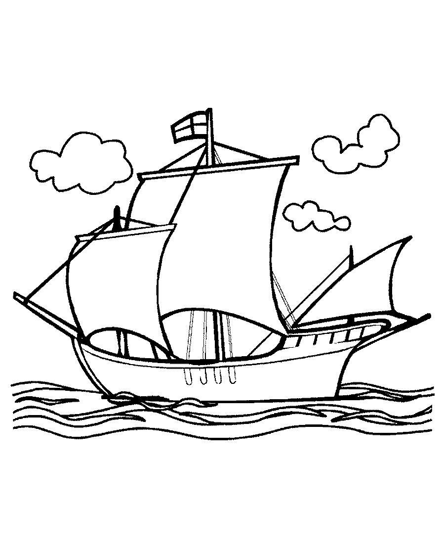 Раскраска корабля на воде для мальчиков (корабль)
