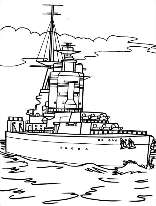 Раскраска для мальчиков: корабль на волнах (корабль, волны)