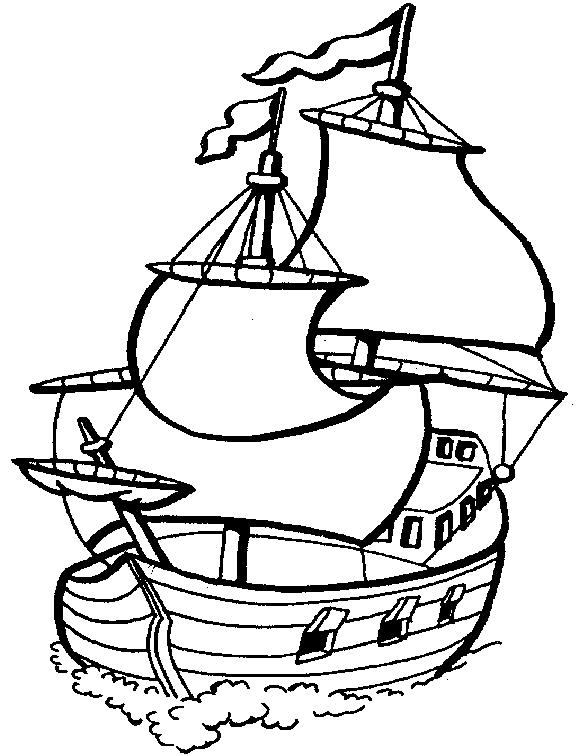 Раскраска корабля с развивающимися флагами для мальчиков (корабль, раскрасить)