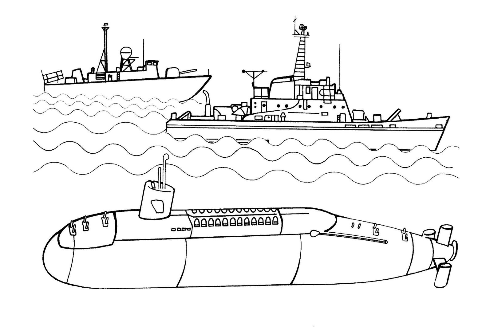 Раскраски кораблей и подводных лодок для мальчиков (корабли, лодки)