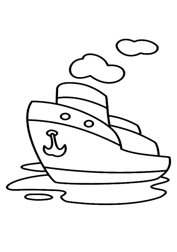 Раскраска корабль на воде (вода)