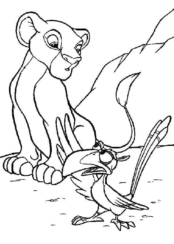 Раскраска Король лев - Симба и Нала играют в джунглях (Симба, Муфаса)